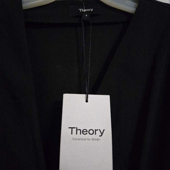 Theory Elegant Black Flutter Sleeve Dress - Picture 2 of 2